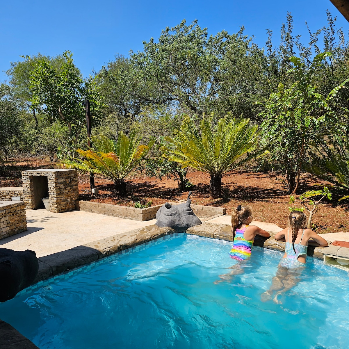 Spacious holiday home with splash pool and boma