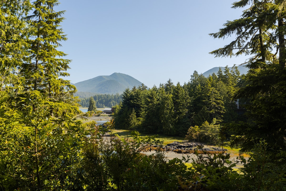 舒适的山景海滨小屋和桑拿房