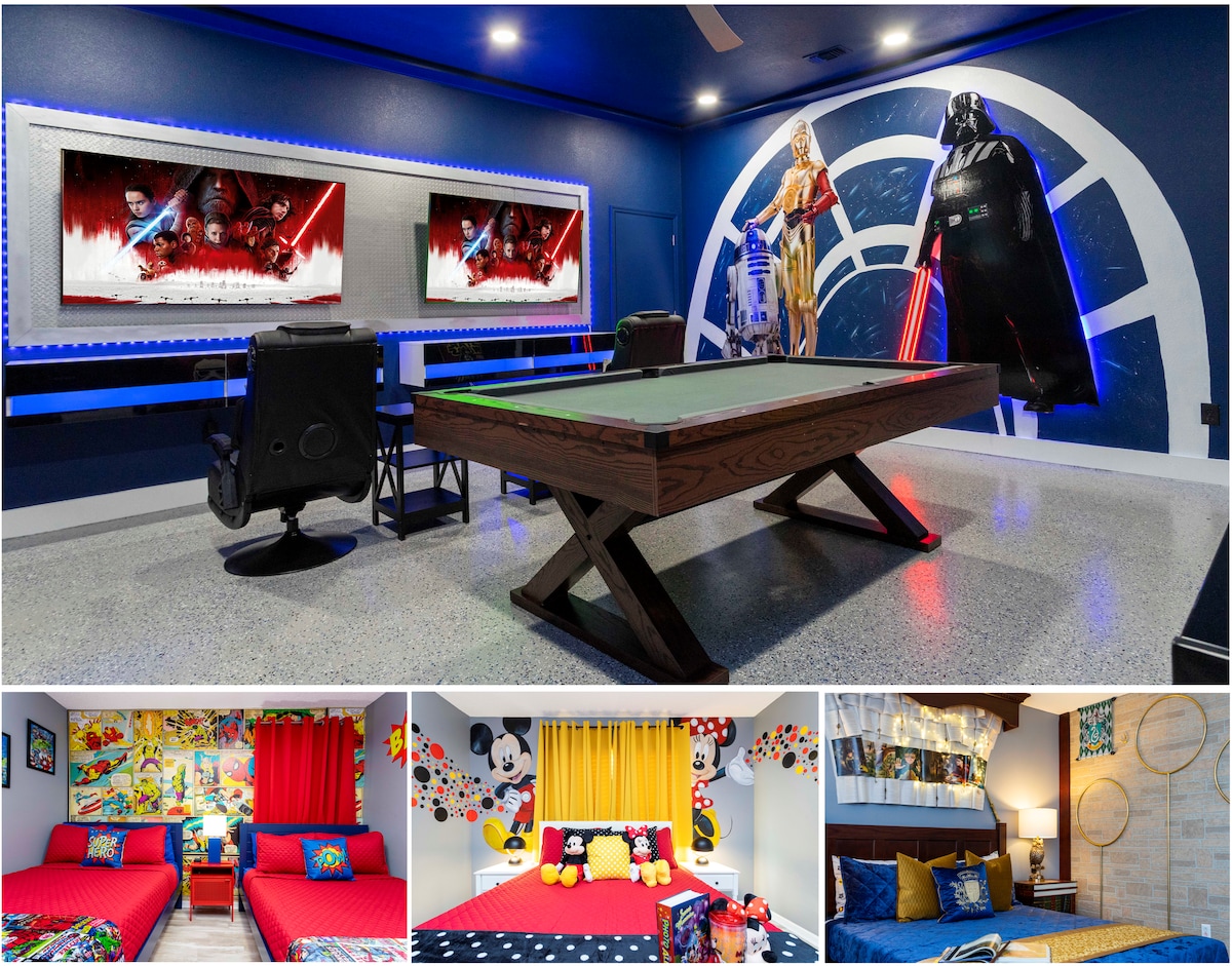 Just Renovated, Themed 7br, Heated Pool, Game Room