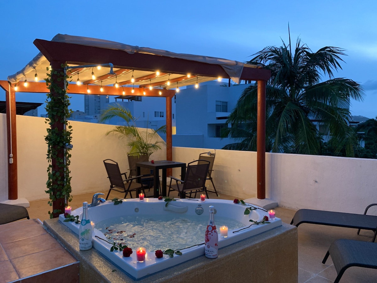 别墅+屋顶花园，私人按摩浴缸，休闲-舒适