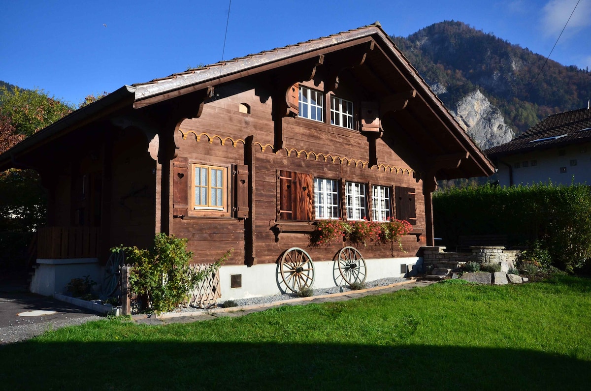 瑞士传统度假木屋，高山山景