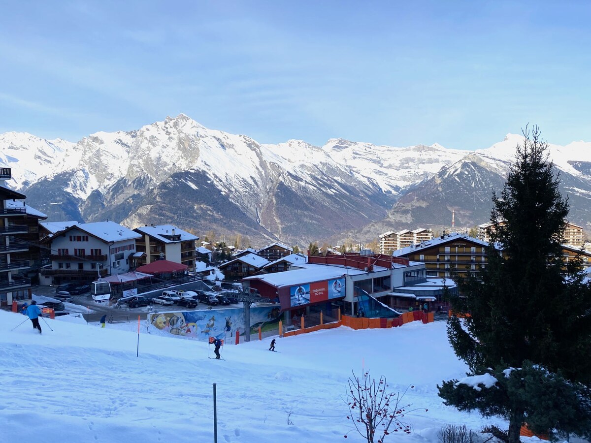 直接在滑雪坡上，可供6人入住，停车场