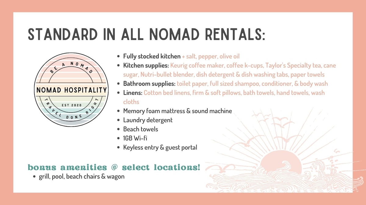 Be A Nomad | Stunning 2br 1blk from the beach - C