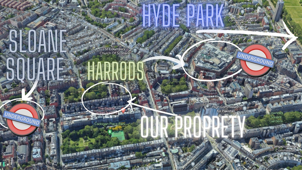 Heart of London Flat walk-Harrods-Sloane-HydePark