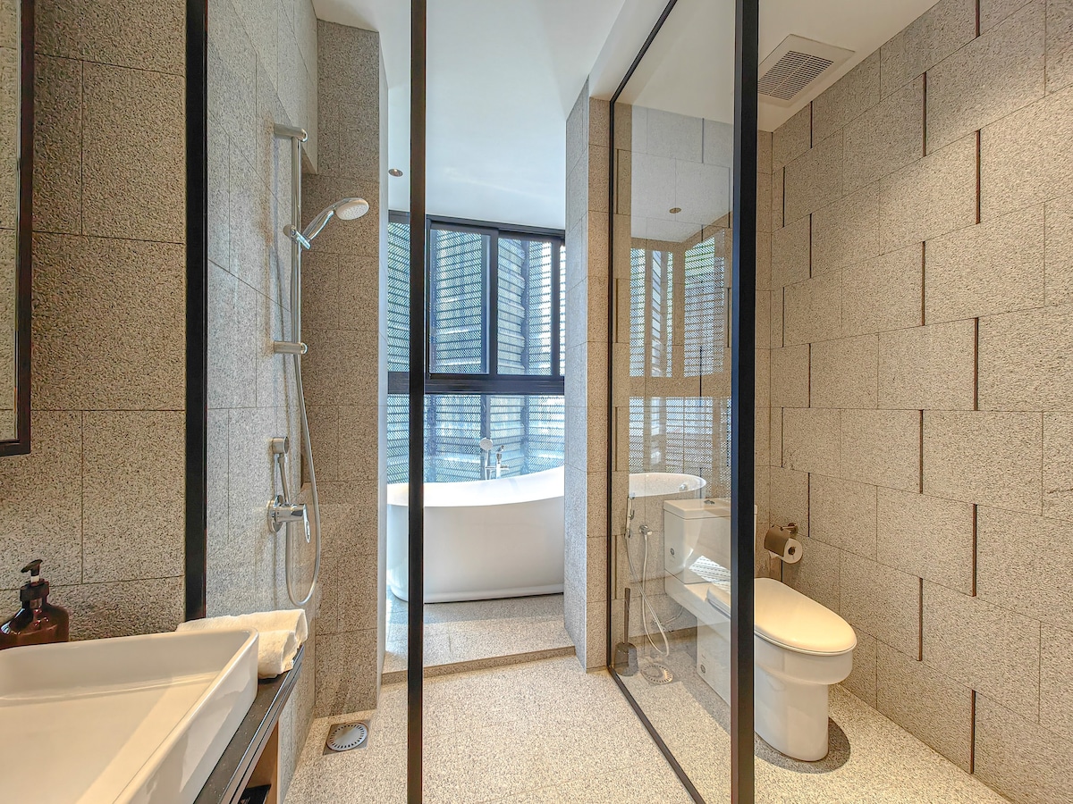 44层无线网络单间公寓|浴缸和免费Netflix