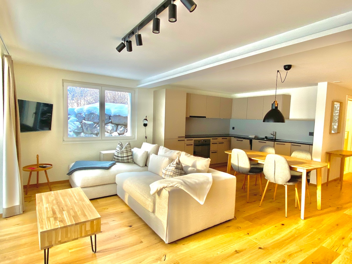 豪华、方便、宽敞的1卧室公寓，全景Eiger景观！