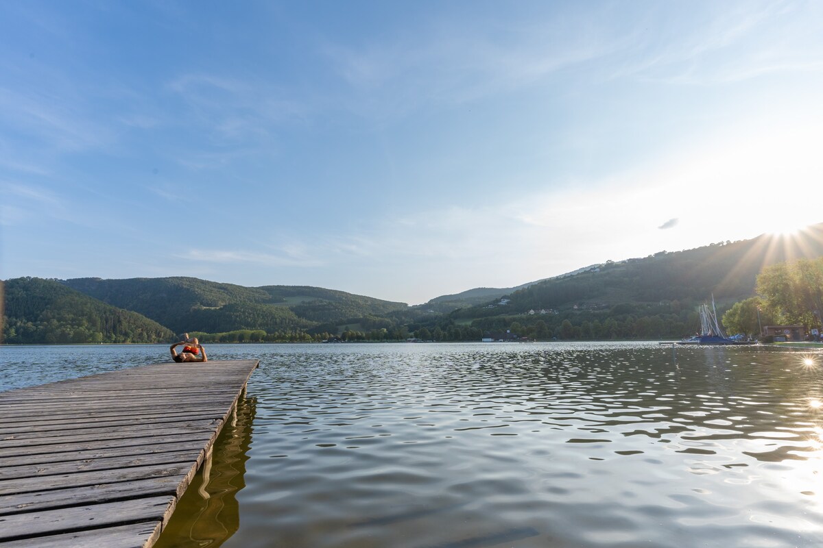 直接在斯图本贝格湖（ Lake Stubenberg ）上的公寓