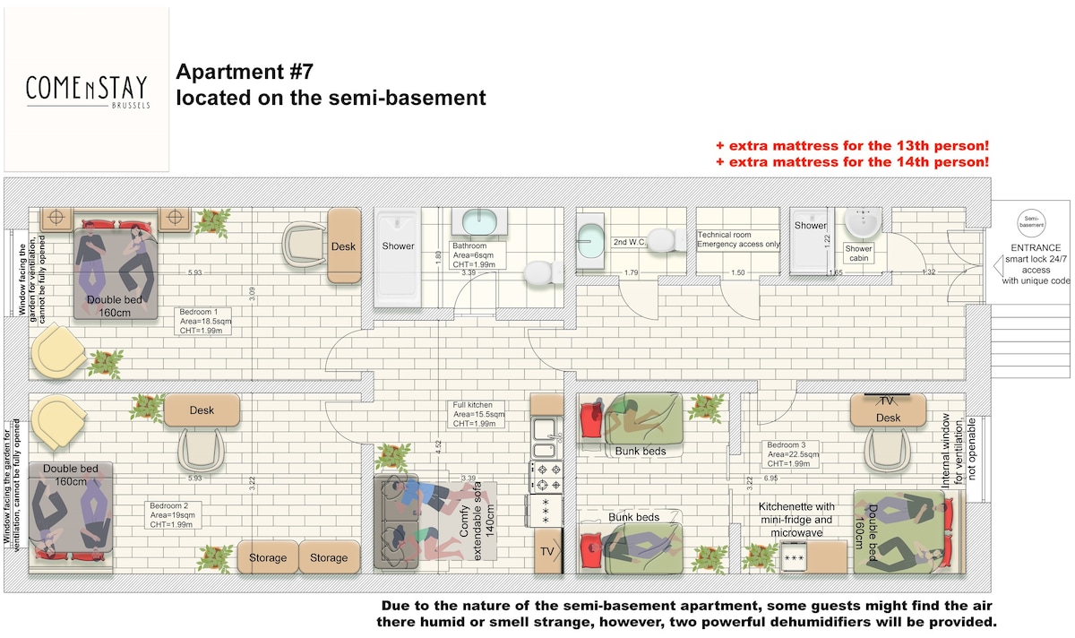 A7)Basic 3-bedroom 2-bath Basement APTfor 12 pp !