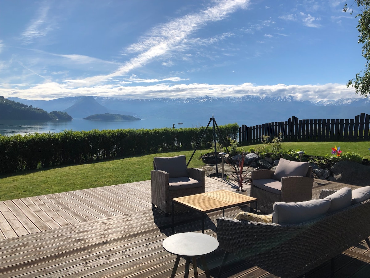 House with a beautiful fjord view