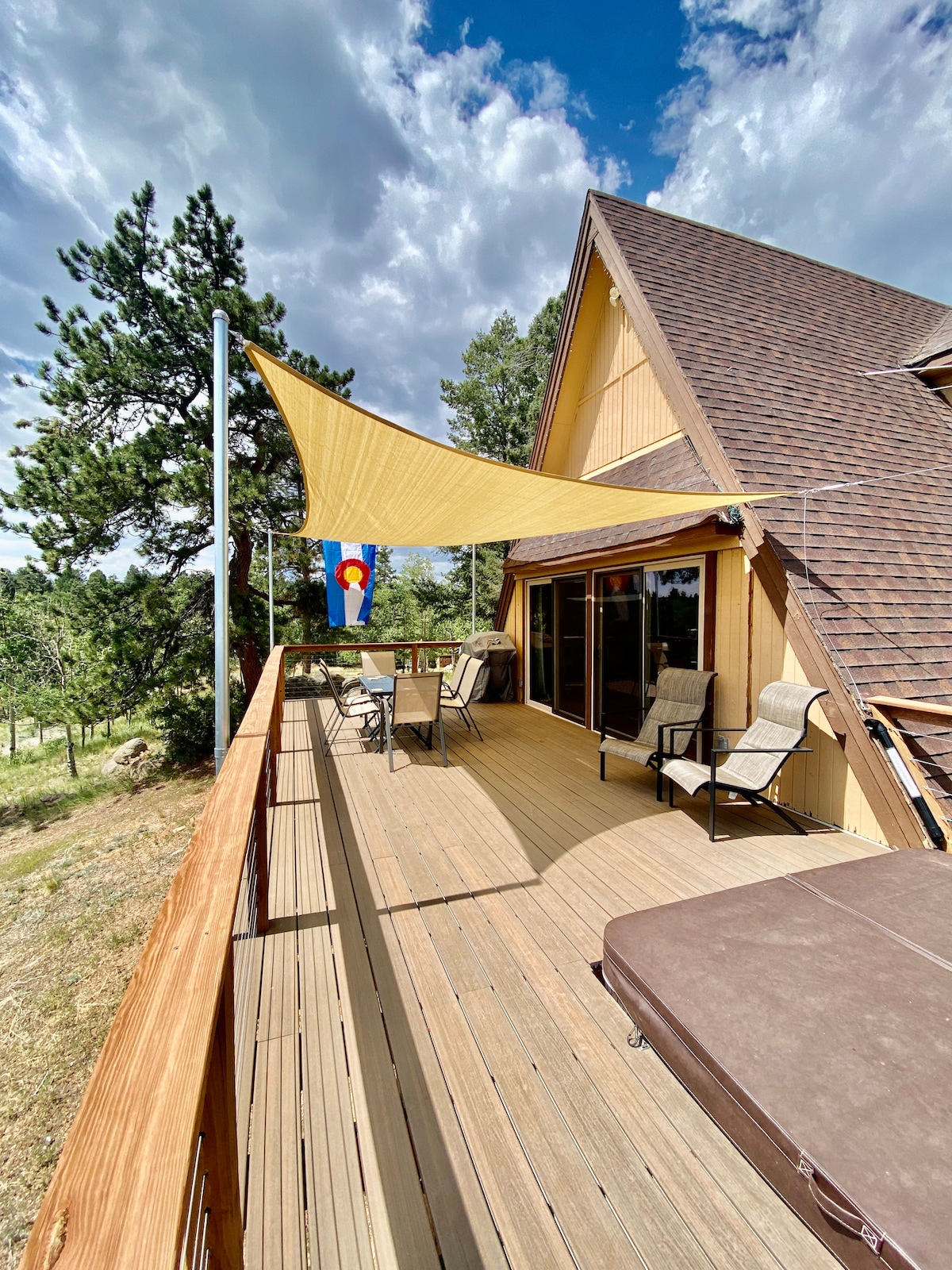 Pikes Peak A-Frame ，带热水浴缸，景观