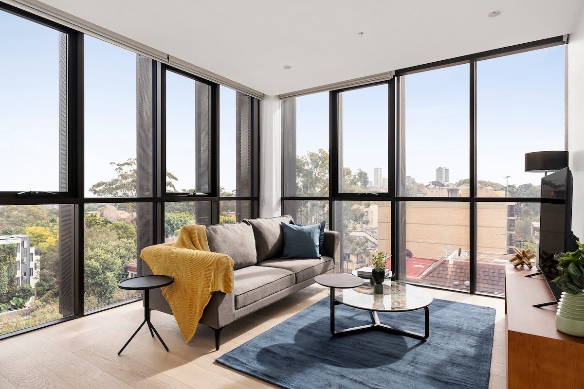 北悉尼超现代双卧室公寓，可欣赏美景