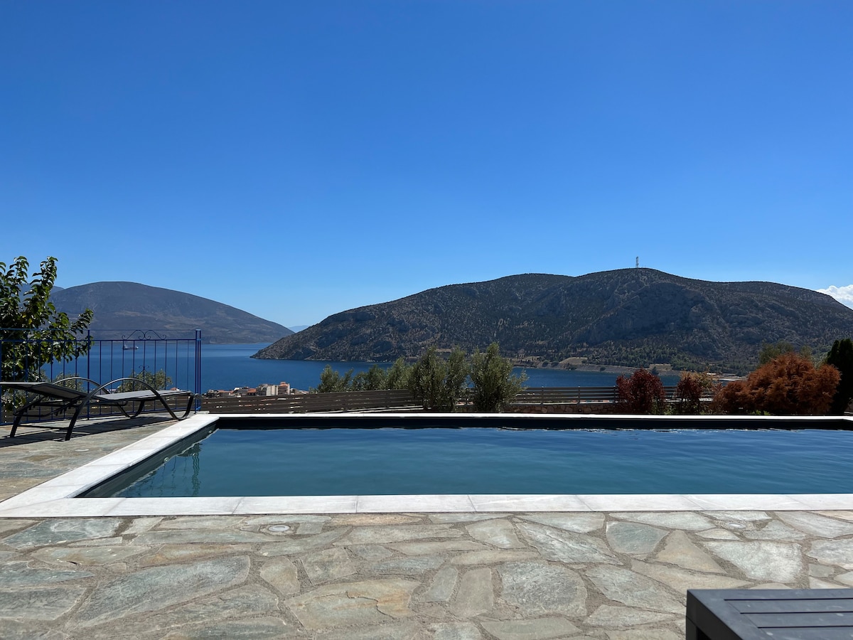 Antikyra Beach villa, 6 guests max with pool