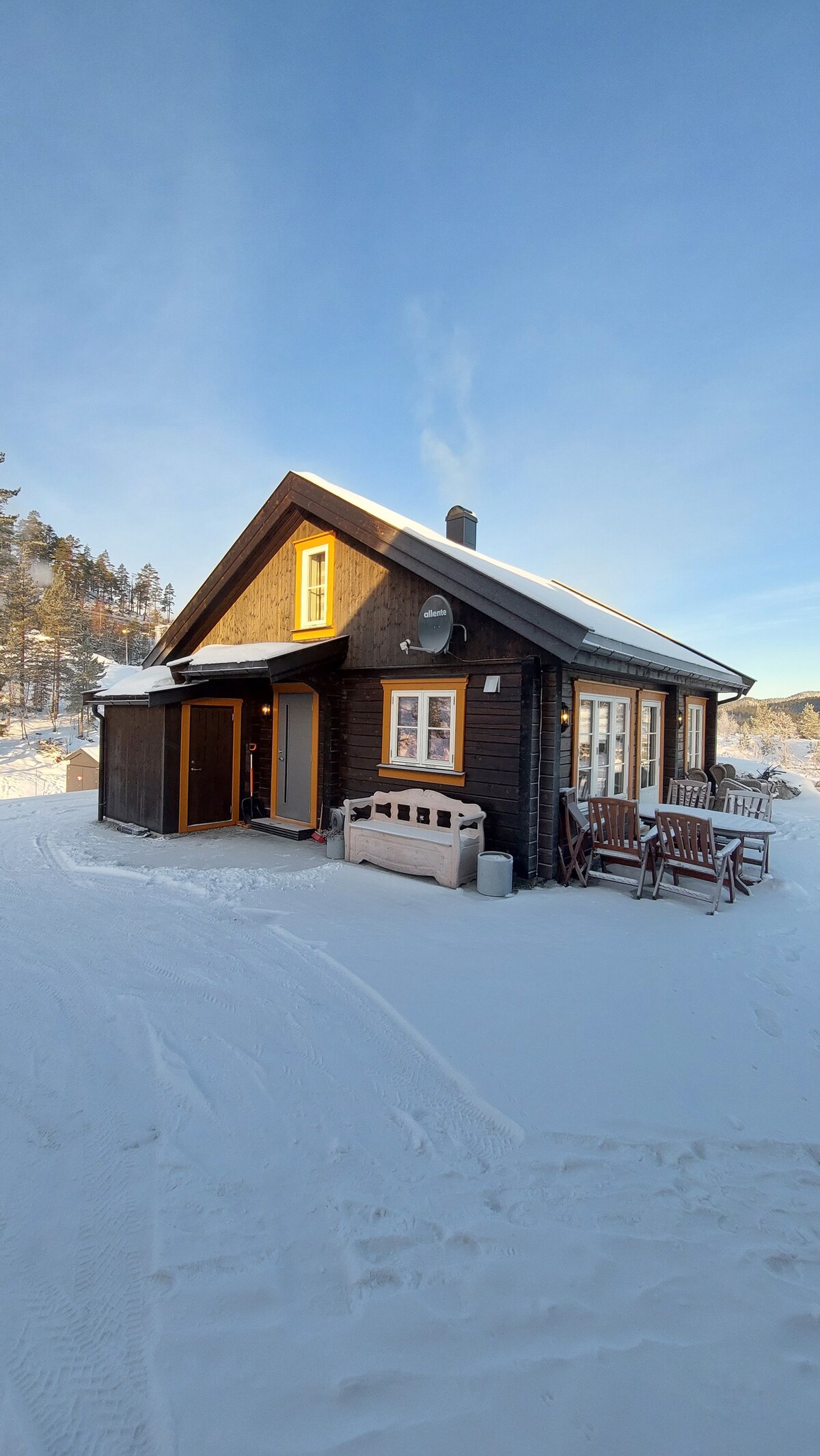 位于Kongsberg的小木屋。滑雪中心。