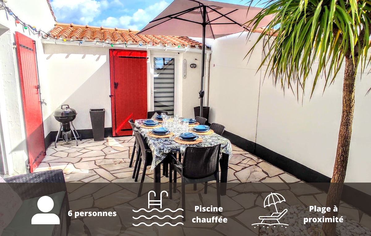 Maison 6 personnes en bord de mer et piscine