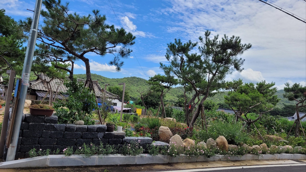Gyeongju Chil Bulam路： Gyeongju Millennium Forest Hwanggeum花园和Gukbo Chilbulam路松树花园美味疗愈帐篷住宿