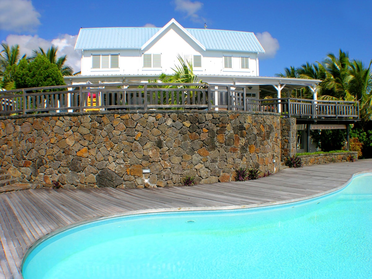 The Bay Villa, pool, jetty.