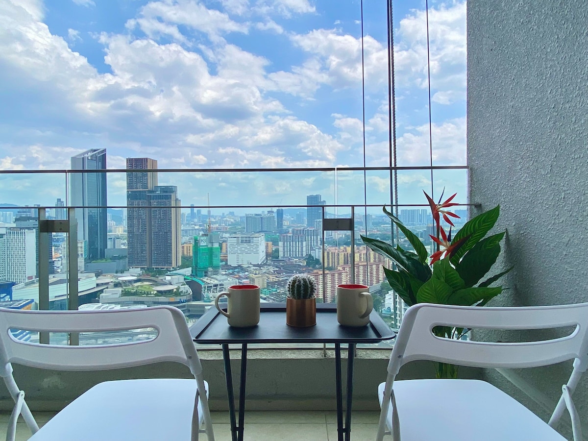 36 ：迷人的吉隆坡城市景观|带阳台的1卧室。