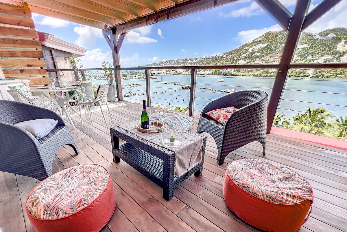 The View, piscine, vue mer, balcons d'Oyster Pond