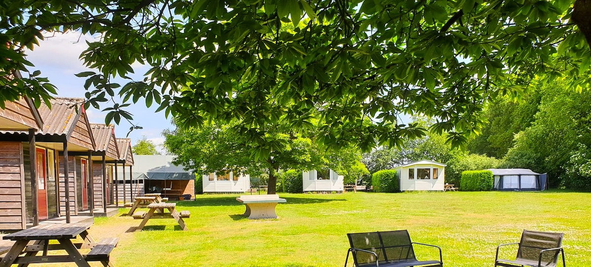 Mooie Blokhut bij Camping Knollegruun in Drenthe