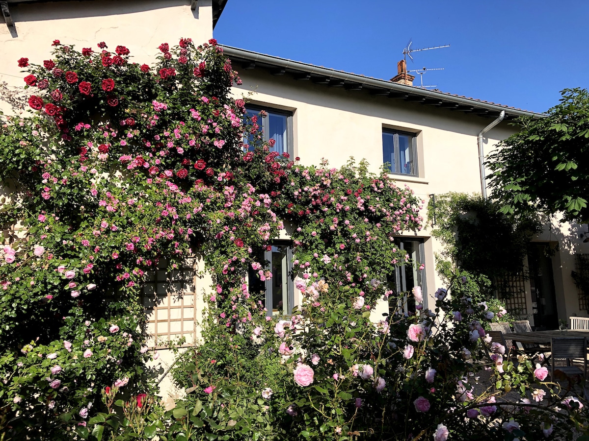 Grande maison ancienne avec piscine et jardin