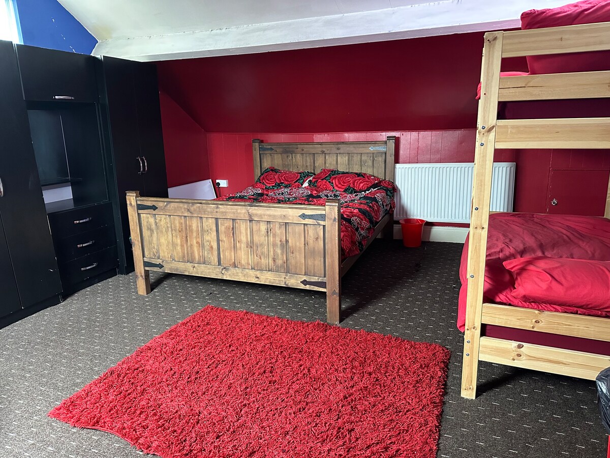 The Red Sleepover Bedroom