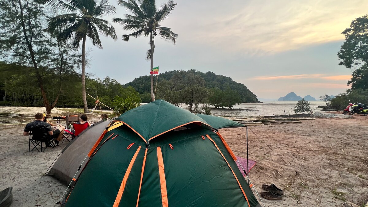 Tent near private beach