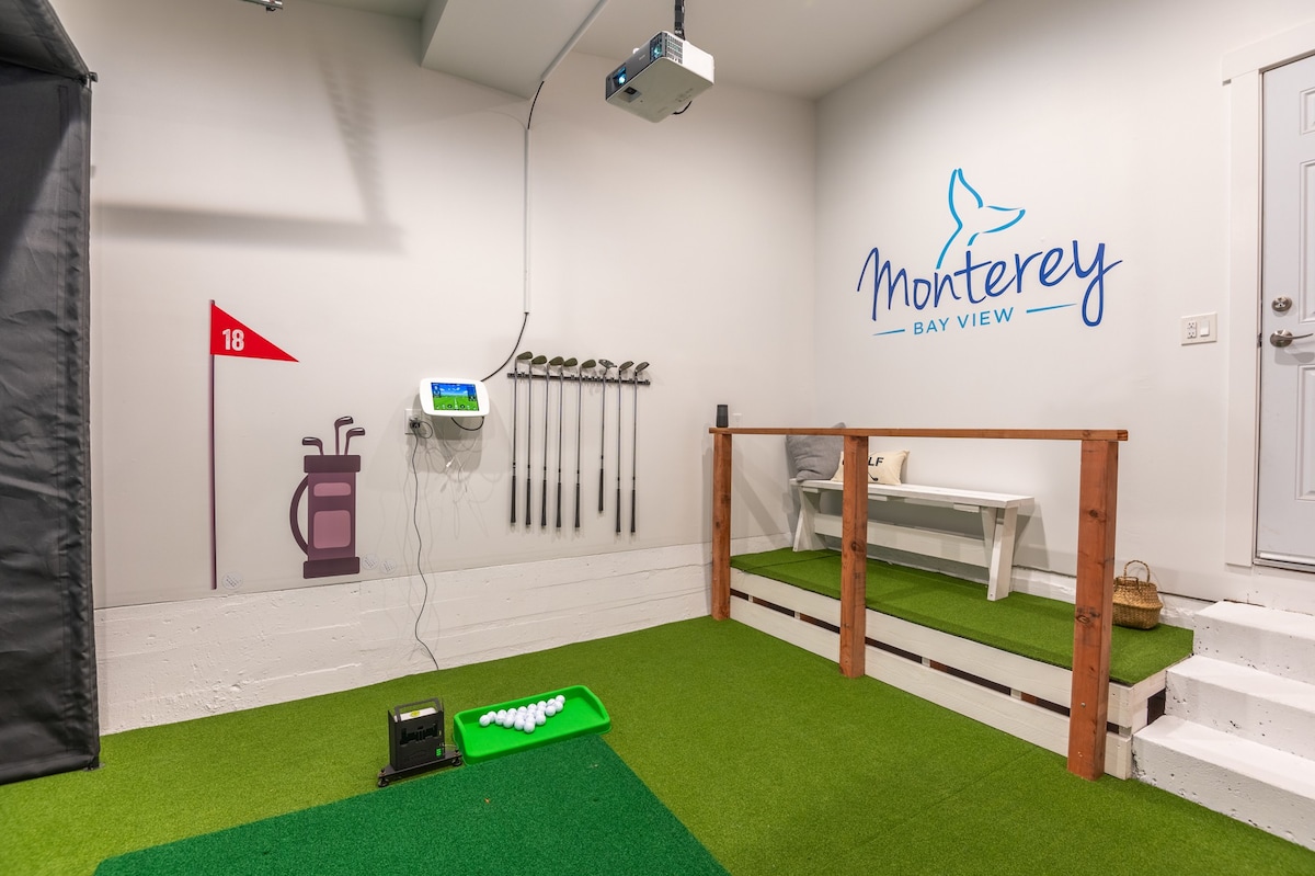 Luxury modern home with backyard + golf simulator!