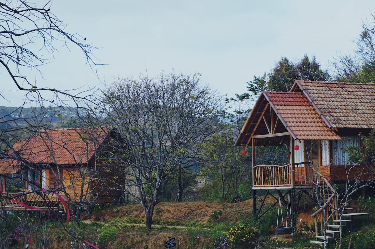 大叻的Du An Garden Forest Retreat舒适小木屋