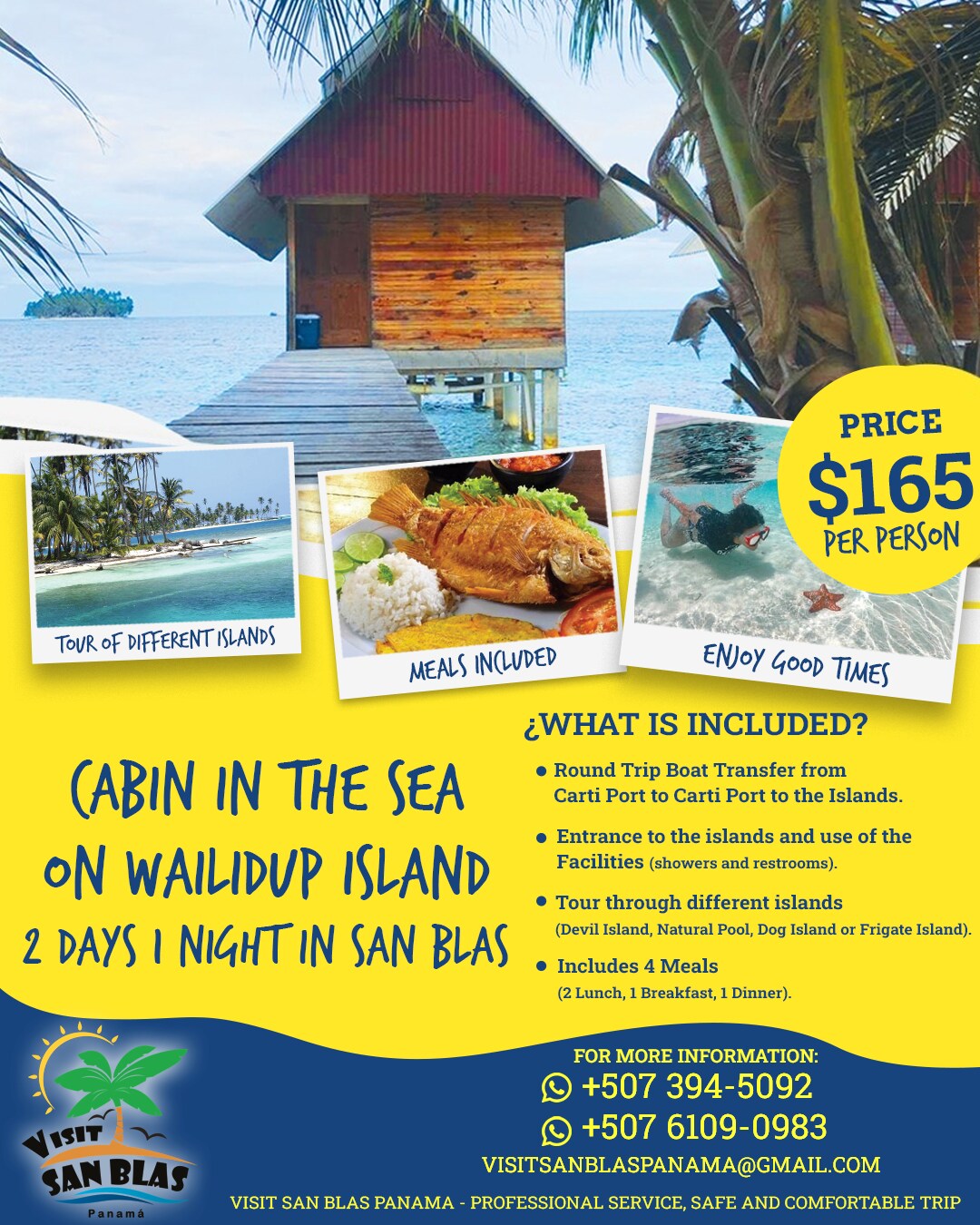 Cabaña en el mar Isla Wailidup