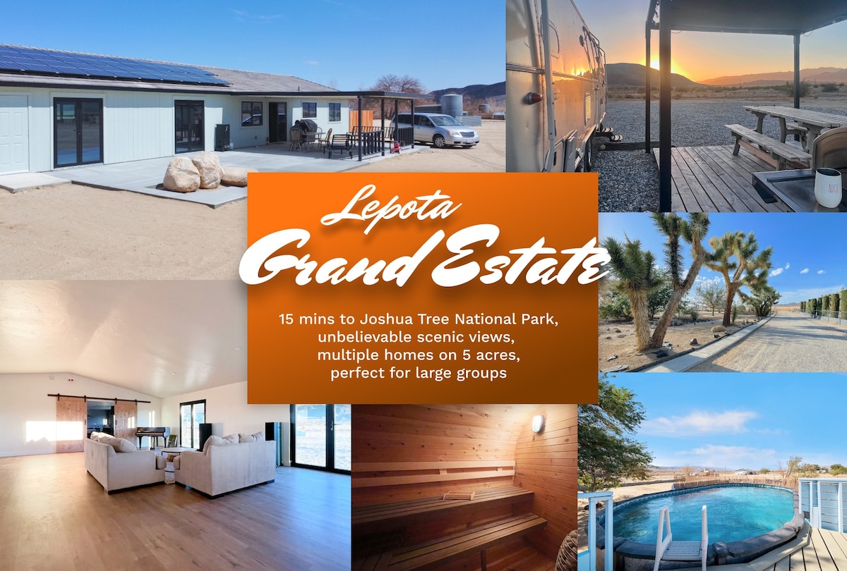 Estate: 2 homes+ Cabin+Airstream, Pool, Spa, Sauna