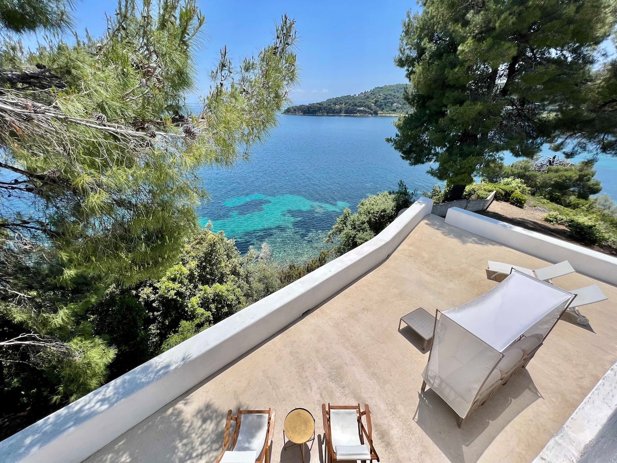 Beachfront Greek Villa with Semi-Private Beach