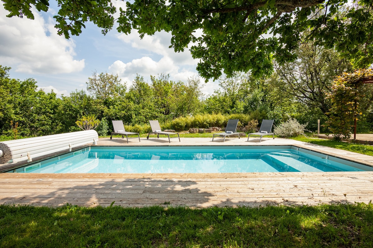 带私人泳池的木质小屋-南法国西部