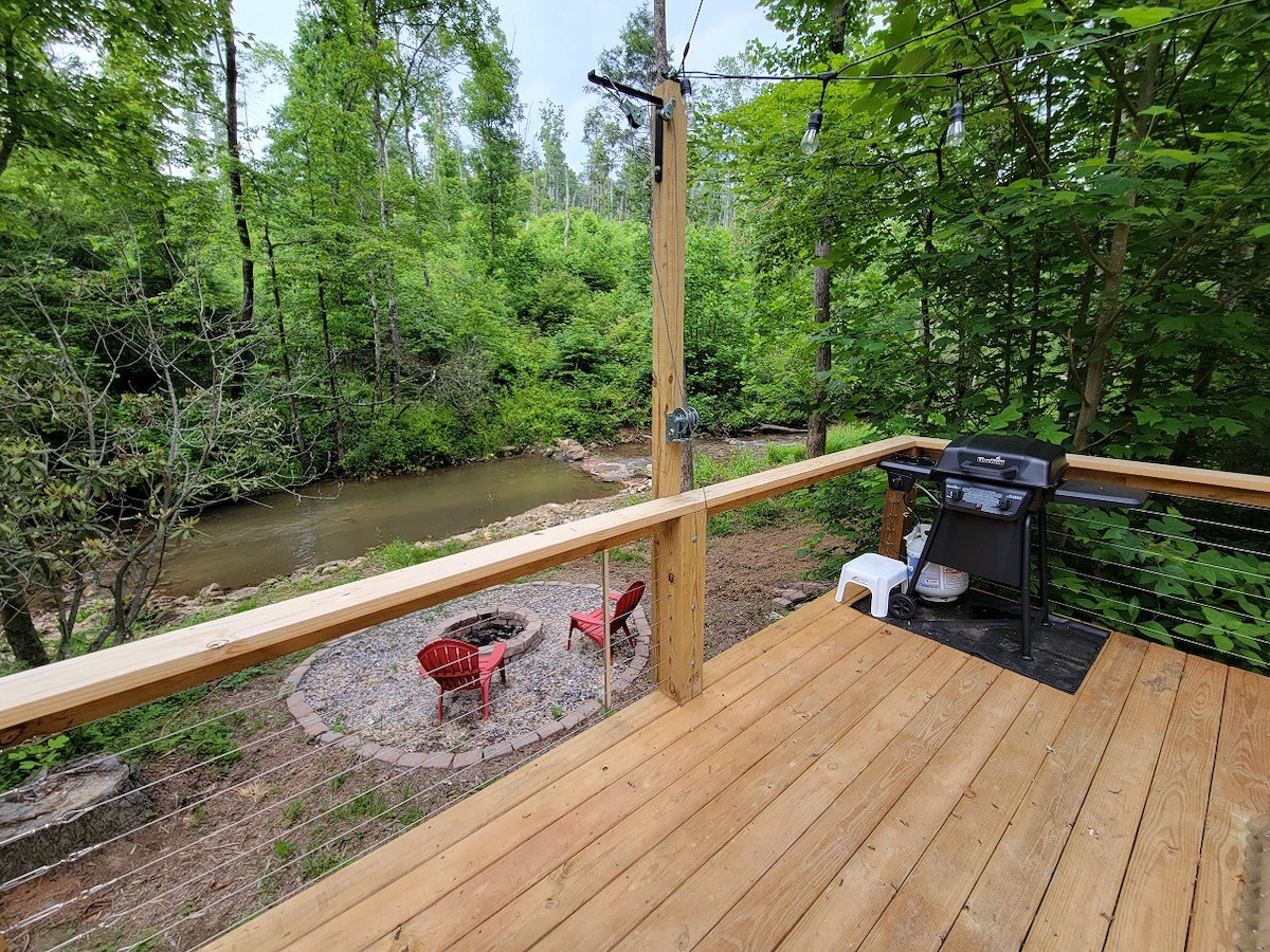 New, Tiny A-Frame Cabin, Creekside