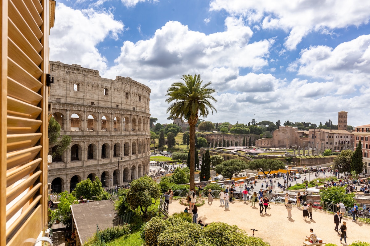 俯瞰斗兽场（ Colosseum ）的假期。