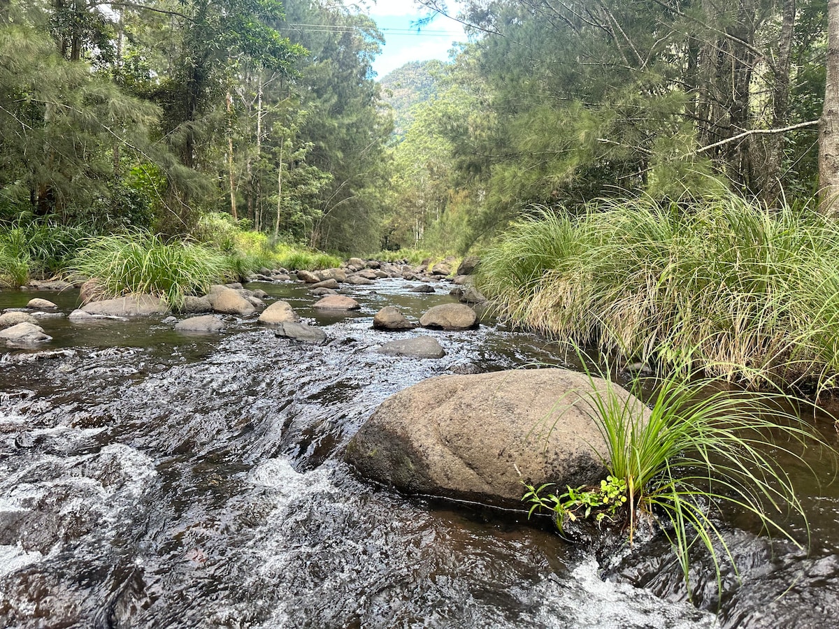 Private luxury in the mountains with running creek