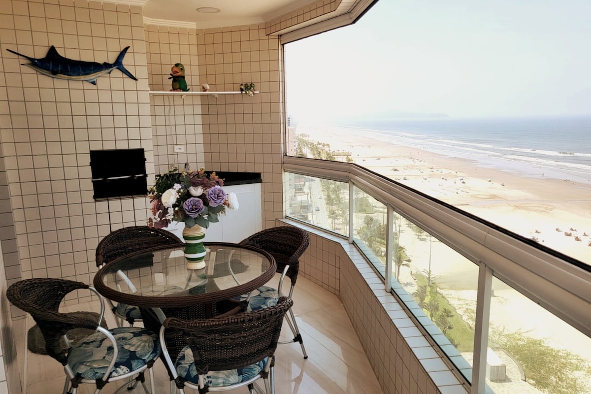 Apartamento Frente Para o Mar com Varanda Gourmet