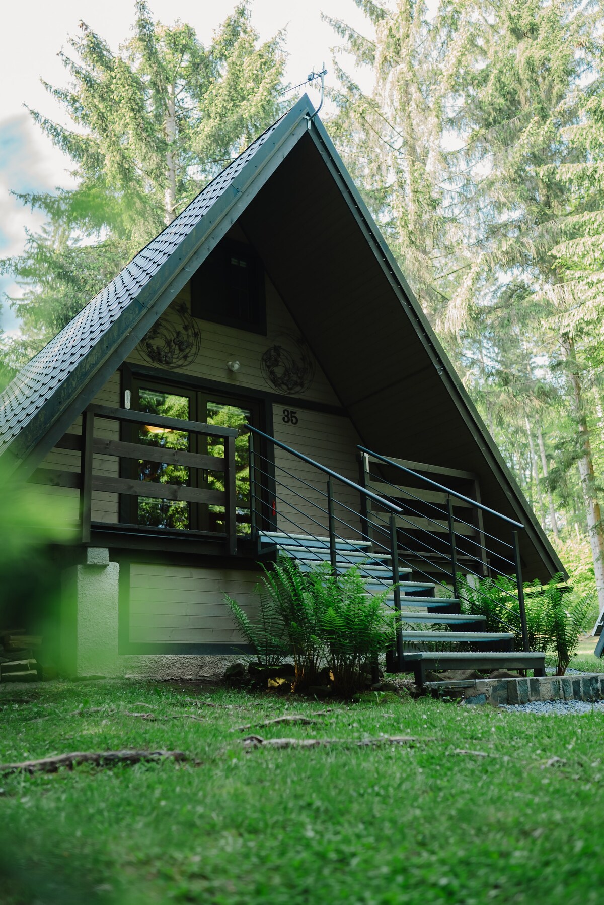 A-Frame Cabin in the Forest with Sauna & Hot Tub