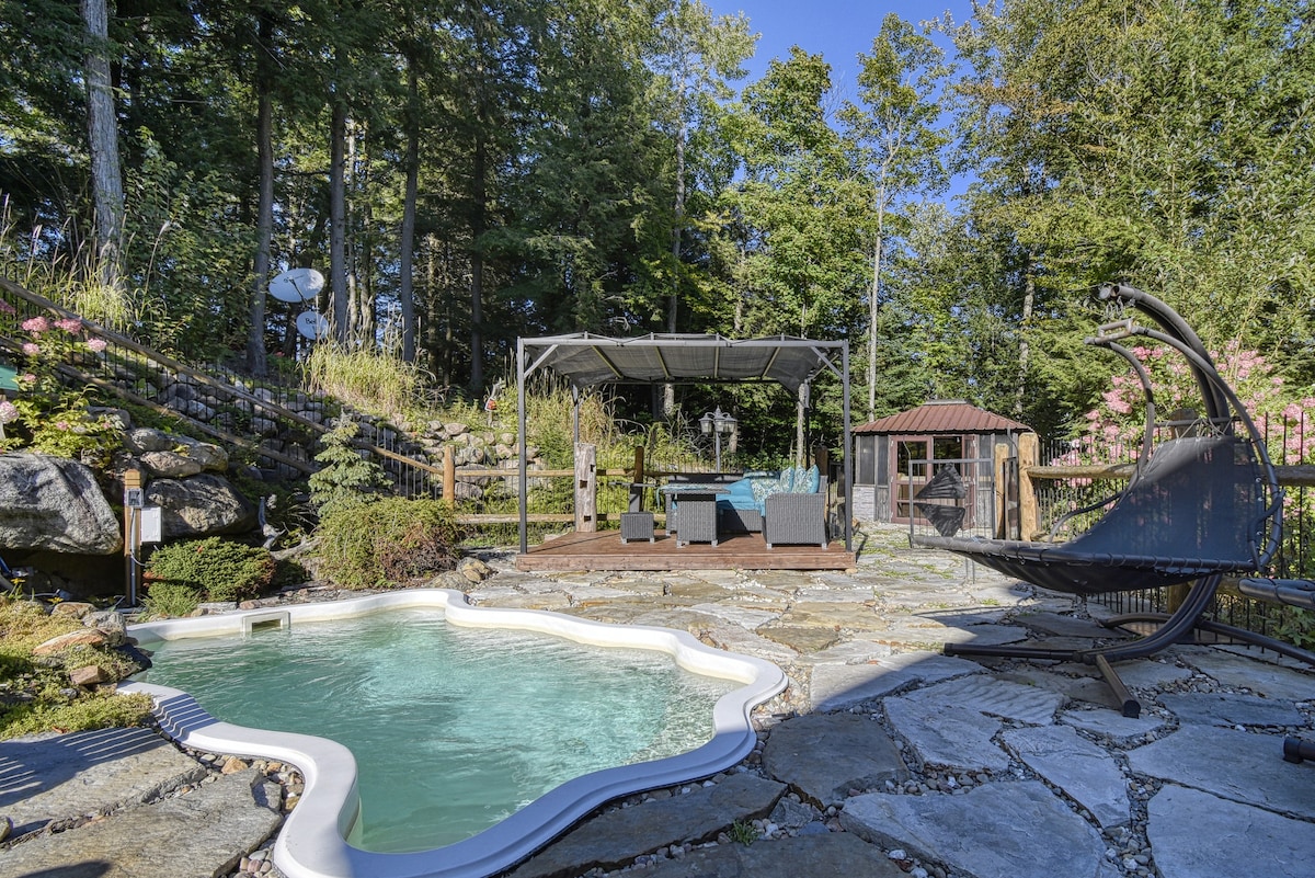 Chalet + Lake access, Private Pool, Dock & Jacuzzi