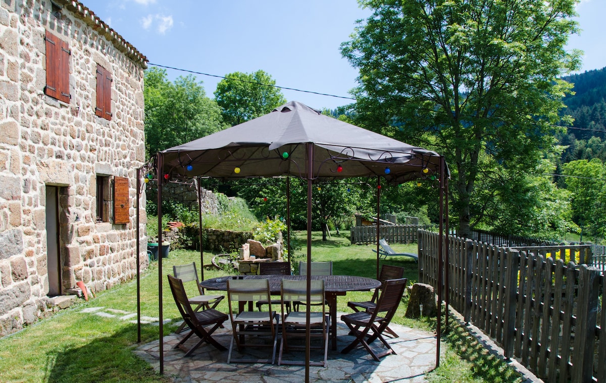 Maison en pierre avec piscine et grand jardin