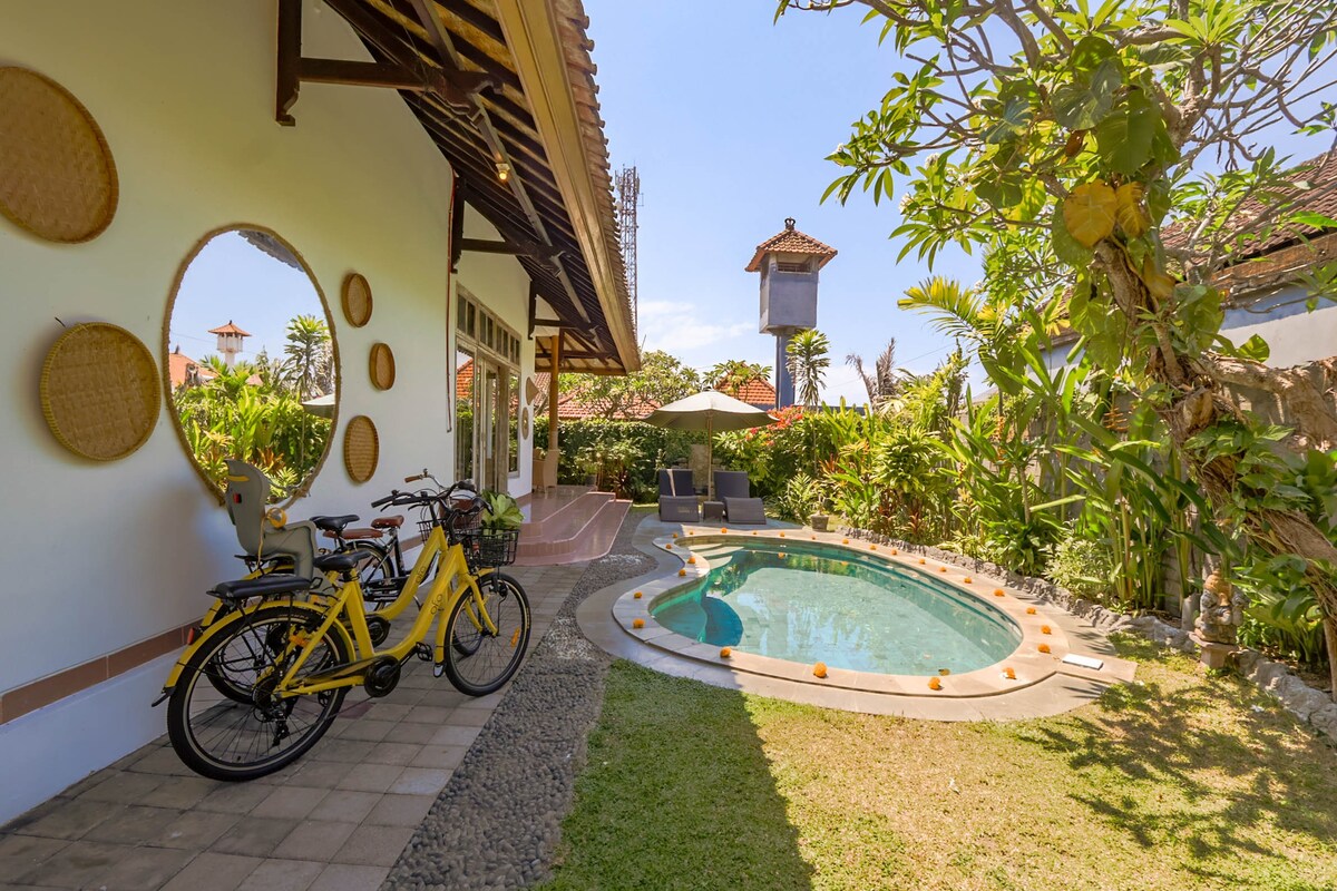 Renewal 3Bed pool family villa, 5 min to the beach