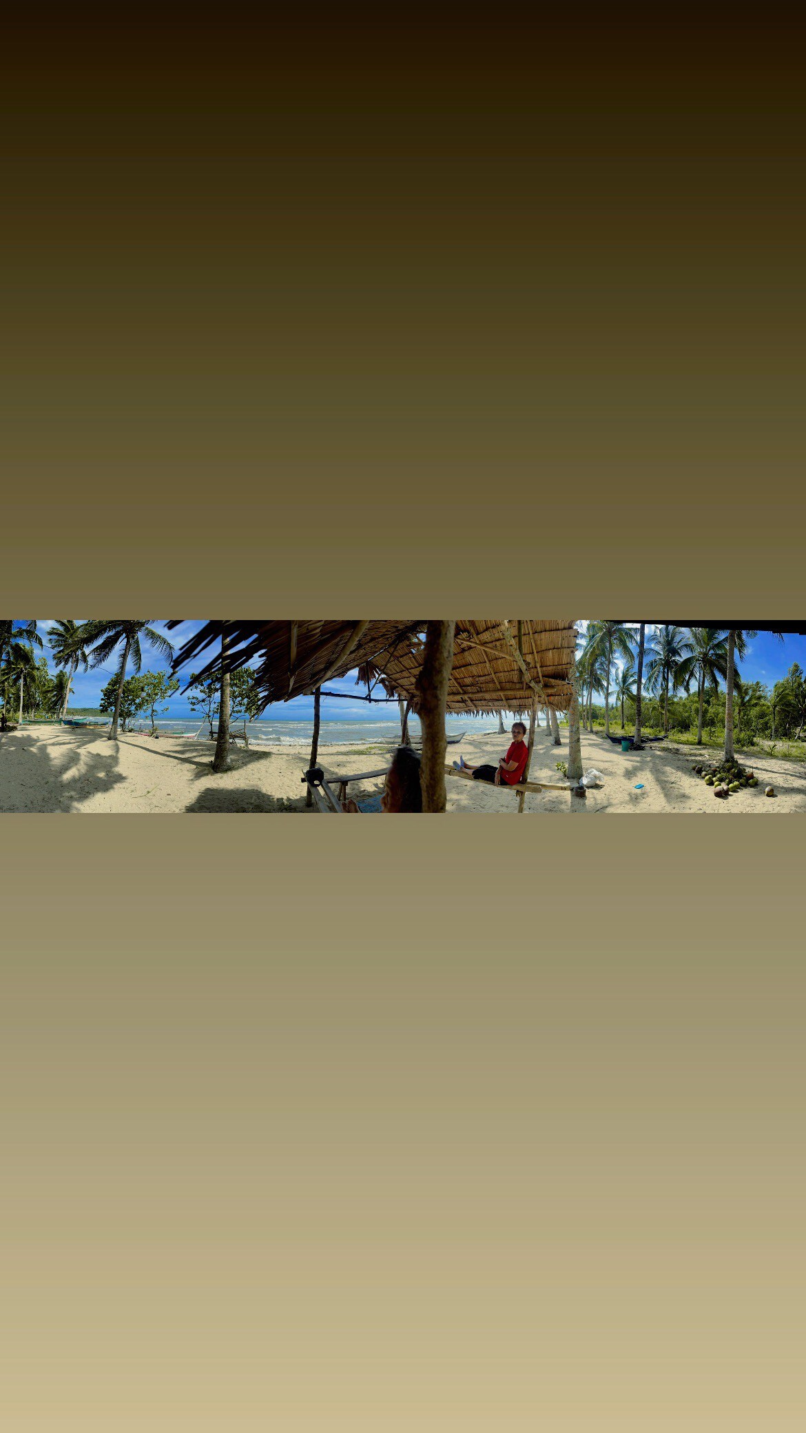 Cozy customized Bahay Kubo. Beachfront view.