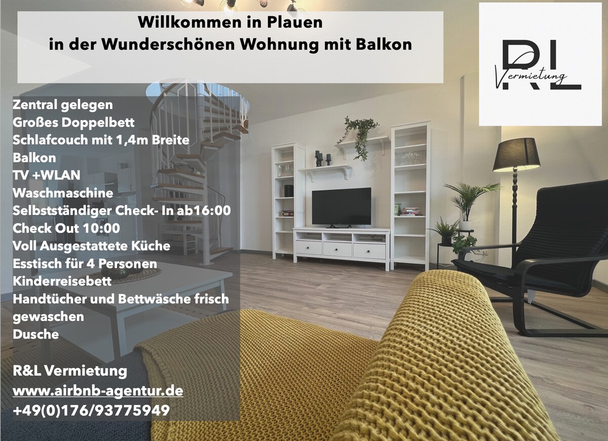 Beautiful apartment with balcony in Plauen.