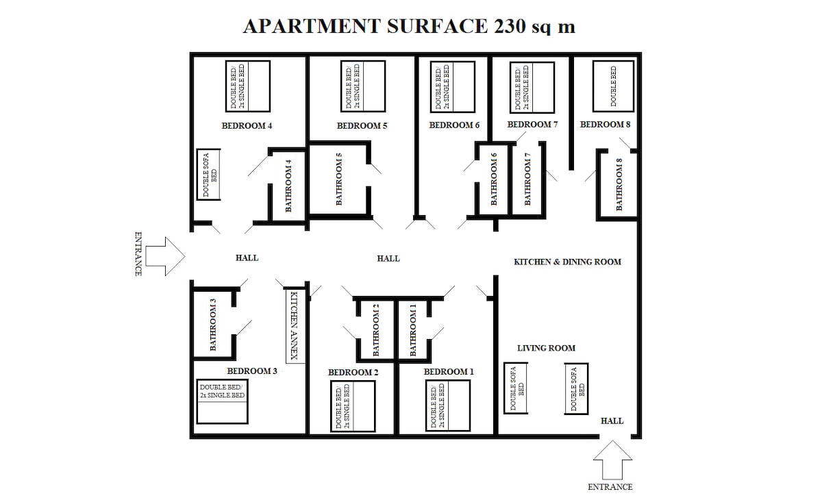 Best & Biggest Premium Apt :8 Bedrooms 8 Bathrooms