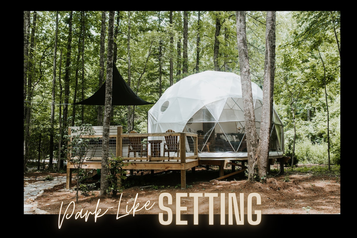Luxury Camping DOME Riverside Fire Pit+Hot Tub!