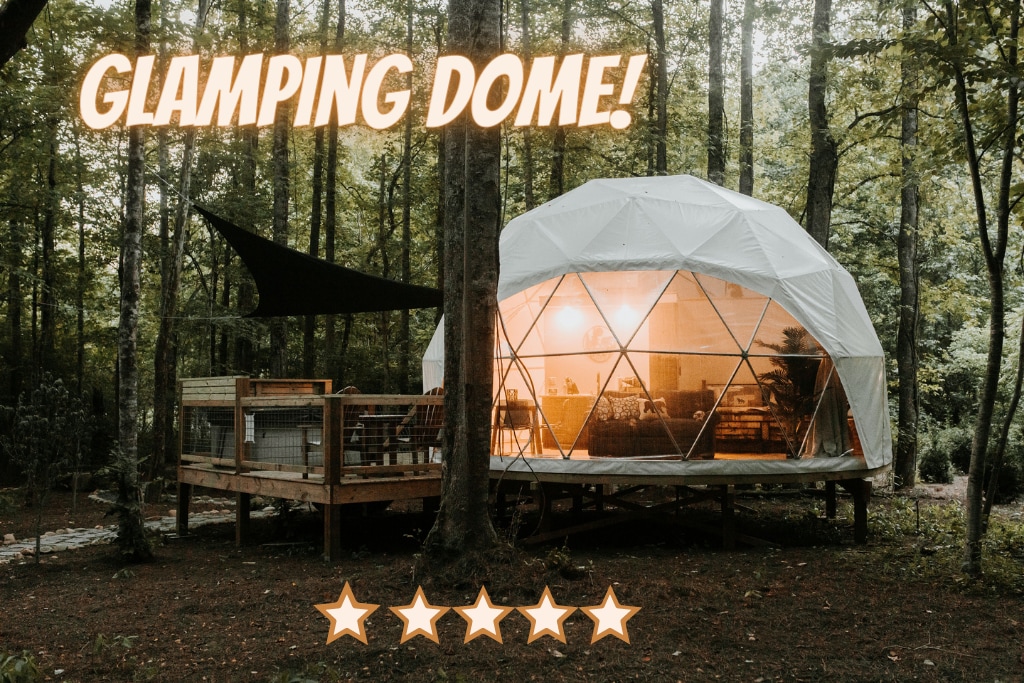 Luxury Camping DOME Riverside Fire Pit+Hot Tub!