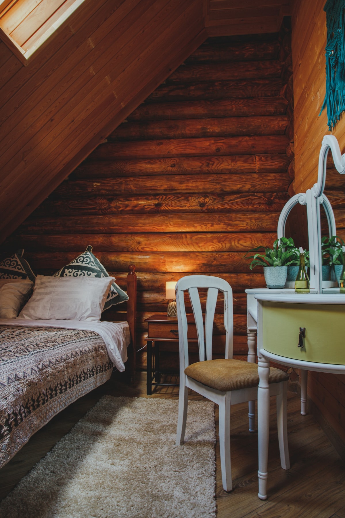 White Bedroom, Wooden House in the mountains