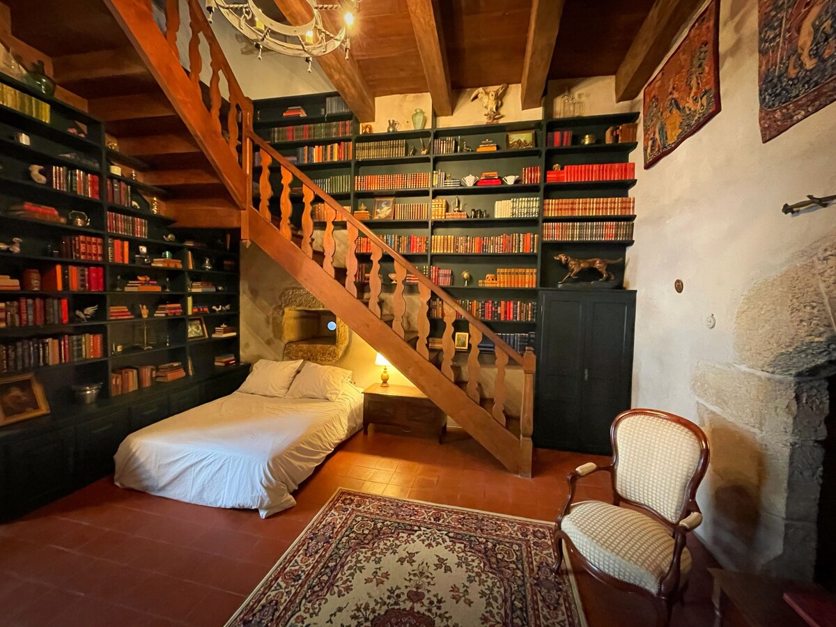 中世纪城堡图书馆卧室