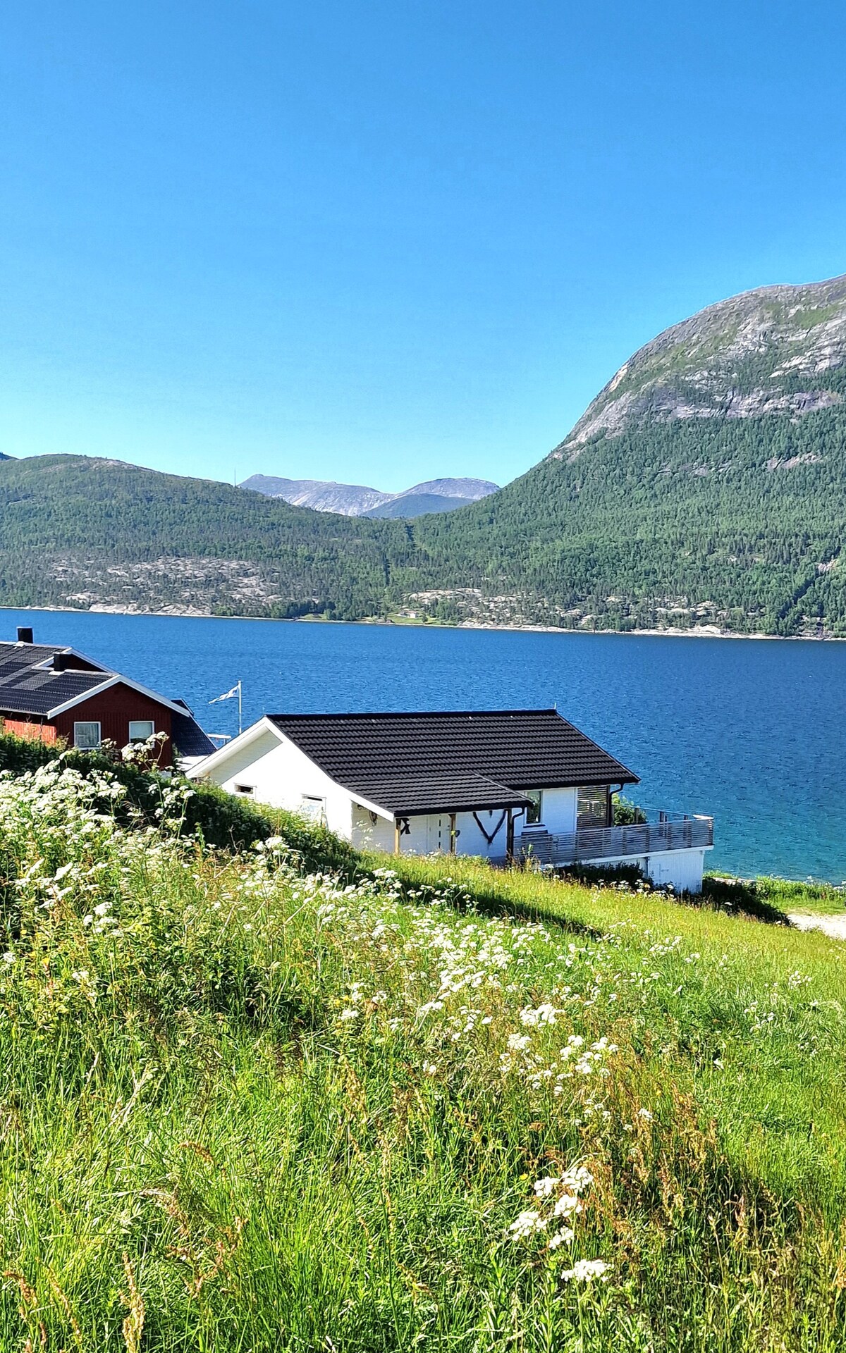 位于Haukøy的小木屋，可欣赏海景