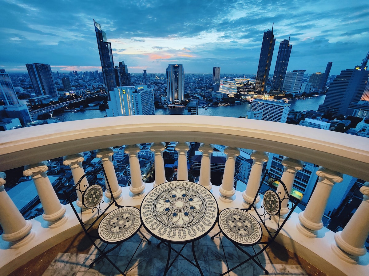 高空大平层 三卧两卫 BTS Saphan Taksin Iconsiam 大皇宫 湄南河景