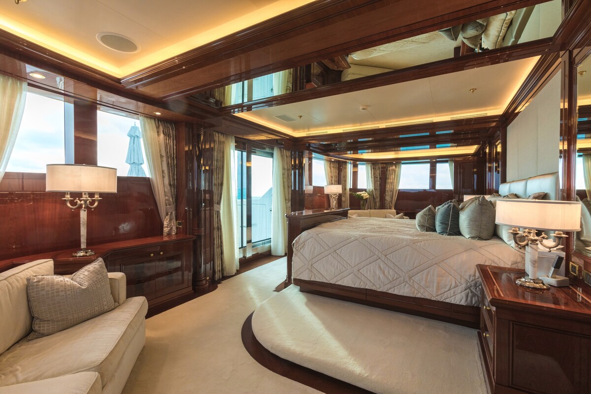 Master Suite on 214 ft Super Yacht